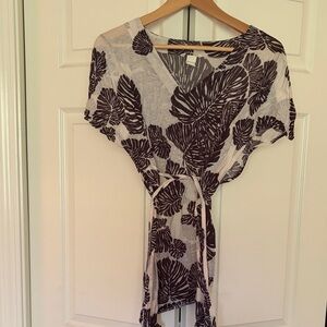 Floral Print Women's Dress - Black and White